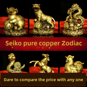 Pure Brass Zodiac Animal Figurines Rat Ox Tiger Rabbit Dragon Snake Horse Sheep Monkey Chicken Dog Pig Home Office Decorations