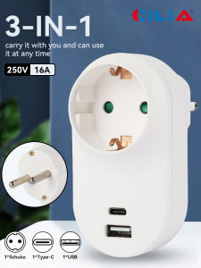 European Power Type C Socket 1/2pcs Standard Multi-functional Wall Plug1 USB ，Type-c Interface  Grounding Outlet Home Outlet