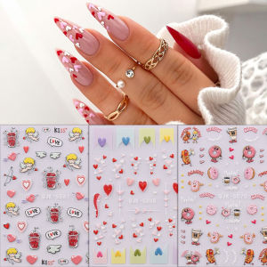 3 Miếng Dán Trang Trí Móng Tay Hình Hoạt Hình Ngày Valentine Họa Tiết Nổi Dễ Dán Trang Trí Móng Tay Tự Làm Chất Liệu PET