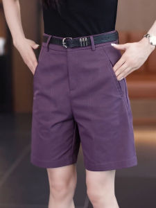 Womens Summer Thin High Waist Loose Casual Wide Leg Five-Quarter Pants Comfortable Breathable Polyester Fiber Workwear Trousers