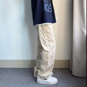 Quần Dài Công Sở Nam Mùa Xuân Hè Phong Cách Nhật Bản Rộng Rãi Có Túi Quần Dài Cotton Nguyên Chất Thời Trang Cổ Điển Đa Năng