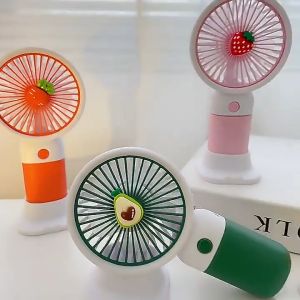 Mini Handheld Fan Cute Vegetables and Fruits Design Portable Rechargeable USB Office Desktop Student Dormitory Cartoon Decoration