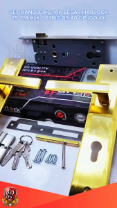 1 Set Handle Kunci Pintu HARLOCK Besar 25cm Model Kotak Kuning Gold HLK-077BIG-85/40 GP (GOLD) Handle Pintu Gagang kotak Minimalis