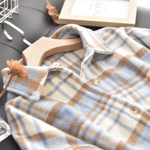 Spring & Fall New Arrival Flannel Outwear Brushed Thickened Tops Loose Easiest for Match Korean Style Wool Gingham Long Sleeves Shirt for Women