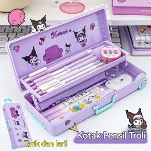 kotak pensil pencil box karakter sanrio free sticker kotak pensil bertingkat