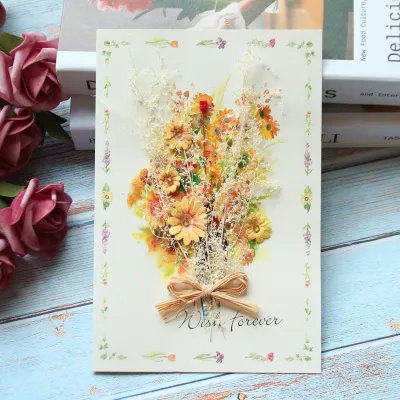 Creative Dried Flower Thank You Teacher Birthday Greeting Card
