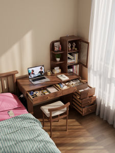 DONGMU | Wooden Extensible Corner Table Desk Shelf Drawer Dressing Table