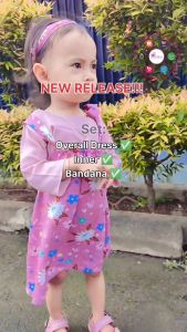 Dress Bayi Overal Anak 0-4Tahun plus Inner FREE Bandana ASHA bahan Rayon by Dhiska Collection