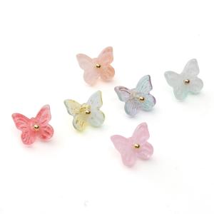 5pcs 10x11mm Color Coated Glass Butterfly Pendant Fade Resistant For Handmade Bracelet Necklace Earring Keychain DIY Craft Jewelry Making Accessories