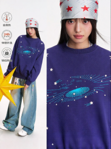 JNXS | Áo Hoodie Hai Lớp Mềm Thêu Hình Sao