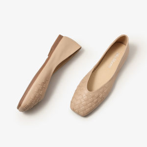 MIOLLIBARN | Leather Weave Easy-On Flats Soft Soled