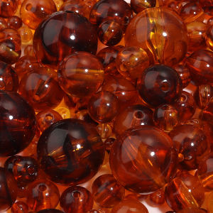 10-200Pcs 6/8/10/12/14/20mm Amber Color Acrylic Ball Beads Loose Spaced Round Beads For DIY Charms Bracelet Necklace Accessories