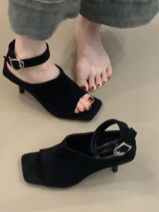 CAIZINI | Fish Mouth Sheepskin High Heel Sandals