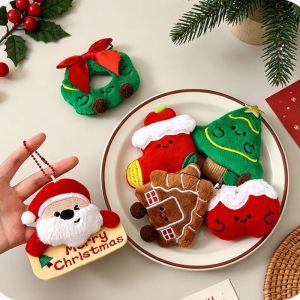 YESPERY Cartoon Christmas Plush Doll Pendant Keychain Fluffy Cute Creative Soft Stuffed Doll Backpack Pendant Christmas Gift