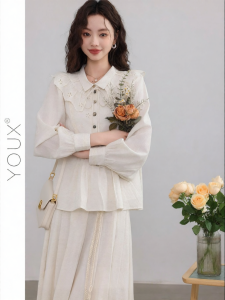 YOUXIANG | Áo Sơ Mi cổ rộng phong cách Vintage
