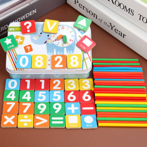 Wooden Counting Sticks Toy Math Magnet Bar Wood Rod For Kids Teaching Aids Kindergarten Educational Abacus Toy For Kids Montessori Materials Toys
