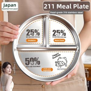 TAOKOU | Diet Weight Loss 3 Compartment Stainless Steel Tray