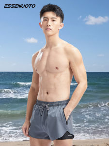 Mens Beach Shorts Quick Dry Double Layer Swimming Trunks Loose Fit Summer Holiday Coast Flat Angle Swimwear Comfortable Size