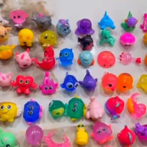 30pcs/bag Marine cute animal mini dolls soft rubber floating toys benthos shell fish dolphin birthday gift