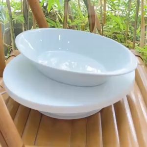 Đĩa bầu dục sâu lòng sứ trắng cao cấp Long Phương