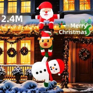 Người Tuyết Bơm Hơi Giáng Sinh 8FT Với Mũ Đỏ Găng Tay Và Đèn LED Tích Hợp Dùng Trang Trí Sân Vườn Trong Nhà/ngoài Trời Đêm Giáng Sinh