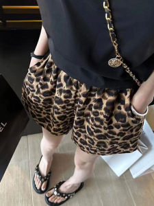 Trendy Leopard Print High Waist Short Pants Womens Casual Wide Leg Trousers Outdoor Wear Suitable for Small Stature