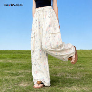 SQTN.KIDS | Slim Summer New Girls Trousers Wide Leg Cargo Pants