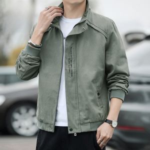 ROMON | Lormen Mens Jacket Fashionable Thin Loose Stand Collar Workwear Windproof Outerwear Fleece Lined Spring Summer Autumn Winter