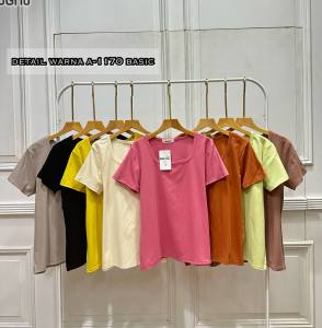 KAOS POLOS WANITA BASIC A-1170 LD 96 CM FIT TO SIZE M - L BISA COD