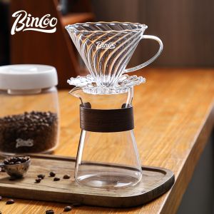 Bincoo ชุดที่ดริปกาแฟกาแฟชงทามือแก้วทนหม้ออุณหภูมิสูง (500มล.)