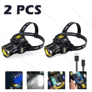 Powerful LED Headlamp Motion Sensor Headlight 1200mAh Rechargeable COB Head Flashlight High Power for Fishing