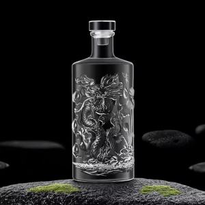 Deluxe Empty Wine Bottle New Dragon Pattern Embossed Bottle High-end Transparent Glass Wine Bottle