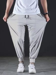 Ice Silk Quick-Drying Sports Pants Overweight Mens Clothing Summer Thin Ankle-Tied Loose Ninth Trendy Casual Extra Large Size Pants