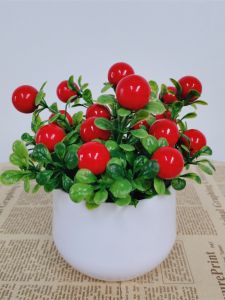Red Fruit Fake Flower Home Decoration Living Room Table Centerpiece Artificial Evergreen Fruit Floral Arrangement Ornament