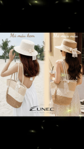 Túi Cói Tote Big Size Nữ Phối 3 Màu Thanh Lịch Kèm Dây Tua Rua Ngọc Trai Túi Đi Biển Du Lịch