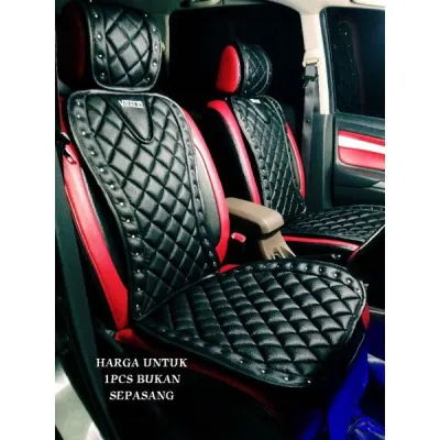 ALAS DUDUK JOK MOBIL EMPUK WATER PROOF BAHAN PREMIUM LEATHER MEWAH DENGAN LIST BINTIK KILAP
