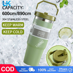 Lucking 600ML/900ML 304 Stainless Steel Vacuum Cup Thermos Insulated Coffee Cup Outdoor Drinking Flask Cup Portable Sport Water Bottle for Hot & Cold Drinks Tumbler With Handle Vacuum Leakproof Insulated Cup