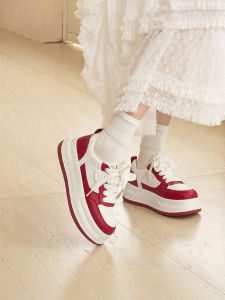 Josiny | Wedding Autumn Thick Sole Canvas Shoes Red Height Increasing