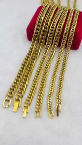 stainless steel gold clip lock Japan chain necklace 60cm for man