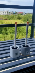 Toilet Brush with Built-In Tweezers and Draining Base BR1328