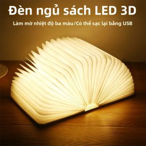 Đèn Sách LED 3D Sạc USB Gấp Gọn Được Đèn Bàn Di Động 3 Màu Đèn Ngủ Để Bàn Tích Hợp Tính Năng Từ Tính Thiết Kế Sáng Tạo