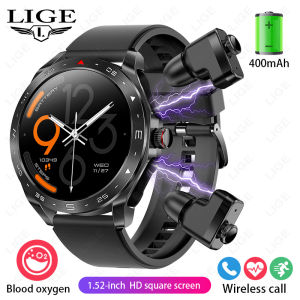 LIGE | LIGE 2026 2-in-1 Smart Watch With Earbuds Health Detection High Quality Sound Earphones Alarm Reminder Bluetooth Call For Men