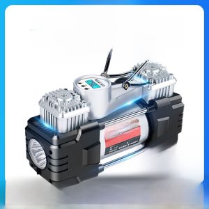 เครื่องสูบลมยางรถยนต์แบบพกพา 2 กระบอกแรงดันสูง อุปกรณ์เสริมรถยนต์ อุปกรณ์เสริมไฟฟ้า 12V สำหรับยางรถยนต์