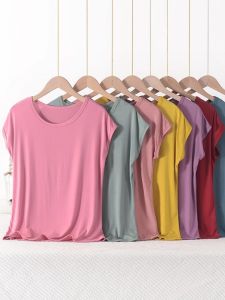 Áo Thun Modal Cổ Tròn Rộng Rãi Mùa Hè Cho Phụ Nữ Cỡ Lớn Áo Khoác Ngoài Không Tay Thường Ngày Bằng Vải Polyester