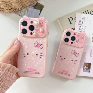 Sanrio | Luxury Pink Sanrio Hello Kittty Bow Cat Ears Phone Case For iPhone 17 16 15 Pro Max 17 Pro 16 Cute Cartoon Shockproof Hard Cover