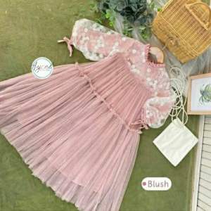 Hanania Dress Kids Baju Gamis Anak Perempuan Tile Dot Baju Pesta Anak Mewah Elegant Usia 2 3 4 5 6 7 8 9 Tahun