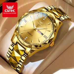 Đồng Hồ Thạch Anh Sang Trọng Dành Cho Nam OPK 8151 Kim Cương Lịch Đôi Bằng Thép Không Gỉ Đồng Hồ Đeo Tay Kinh Doanh Chống Nước Có Kim Dạ Quang