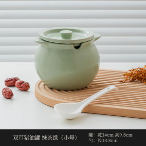 Home Seasoning Can Kitchen Red Oil Jar Red Chili Oil Special with Lid Pepper Jar High Temperature Resistant Ceramic Pig Oil Tank