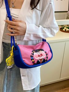 Cute Cartoon Illustration Small Bucket Crossbody Bag Casual Versatile Single Shoulder Bag New 2024 Fashionable Accessory