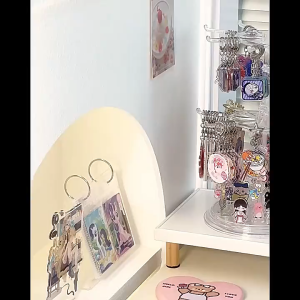 ​2 Layer 360 Rotation Plastic Rack With Hooks For Necklace Jewelry Keychain Toy Display